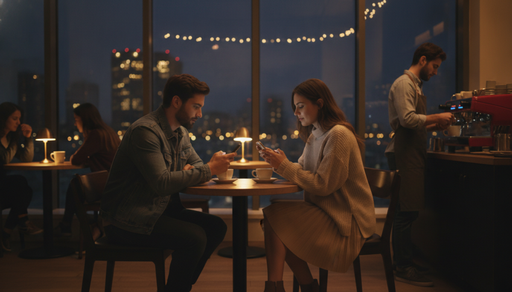 Tinder e Bumble no domingo à noite