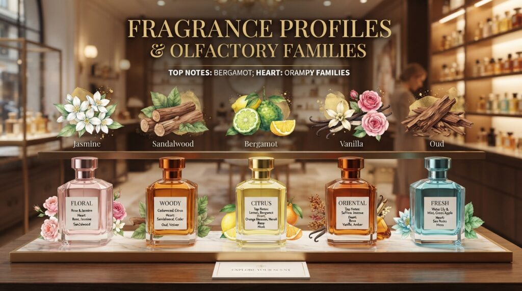 perfil de fragrância e famílias olfativas